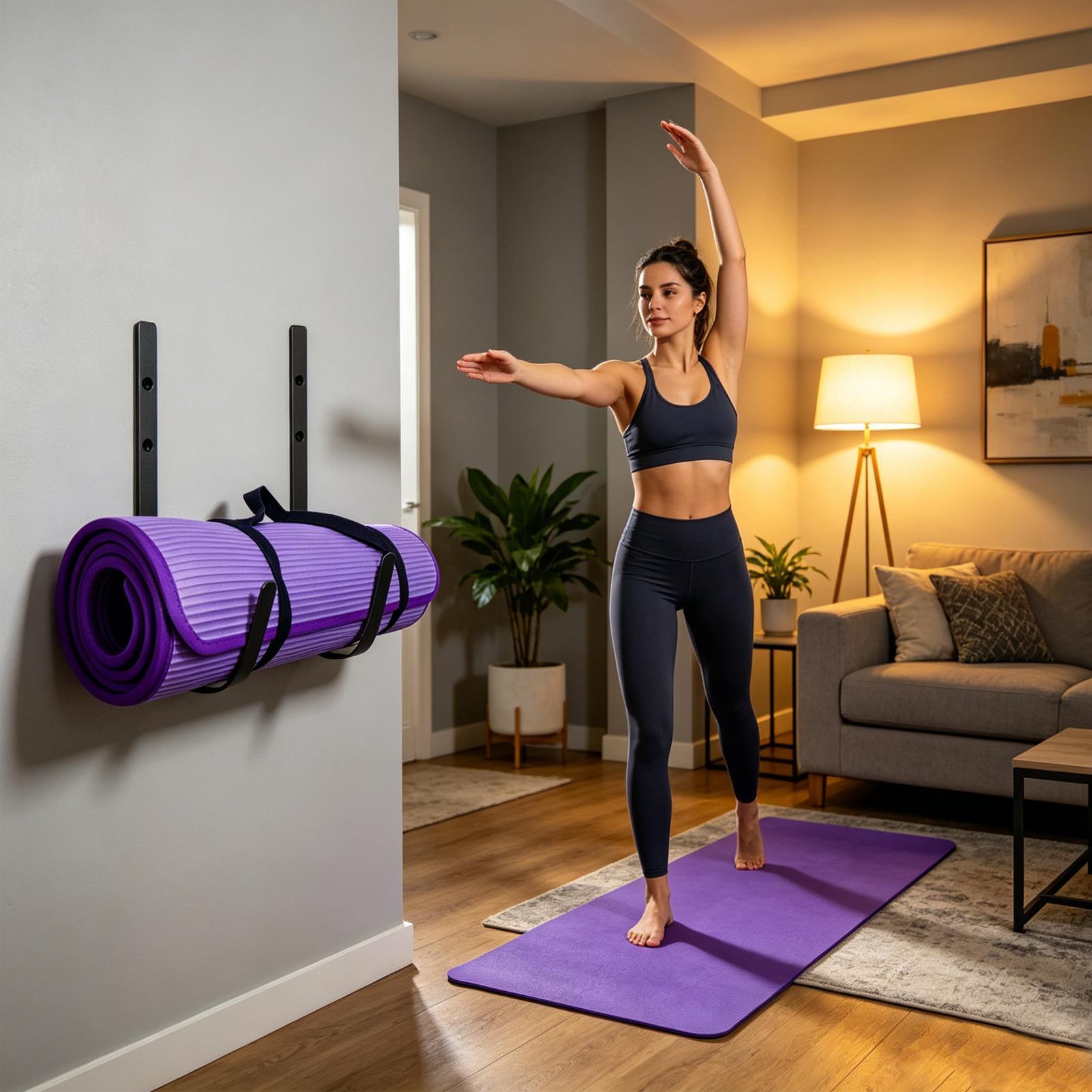 Pilates Yoga Room - Suporte de Parede para Tapete de