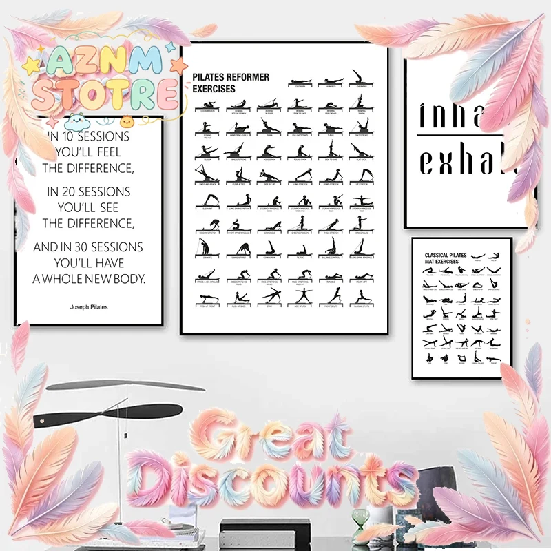 Pilates Yoga Room - Pôster de Exercícios de Pilates em