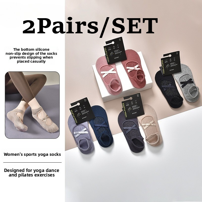 Pilates Yoga Clothes - 2 pares de meias de algodão